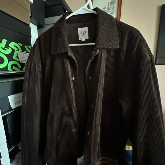GAP men brown corduroy varsity jacket snap buttons size S - Picture 3 of 5
